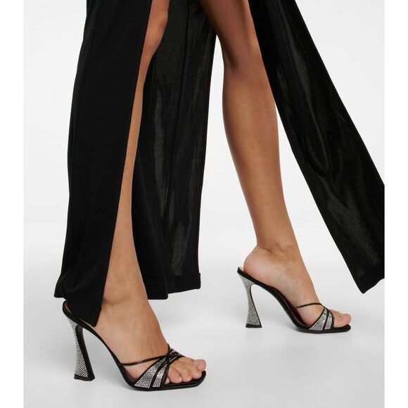 D’ACCORI Lust 100mm Crystal-strap Mules In Schwarz Size 40(10) $895 - Picture 2 of 14